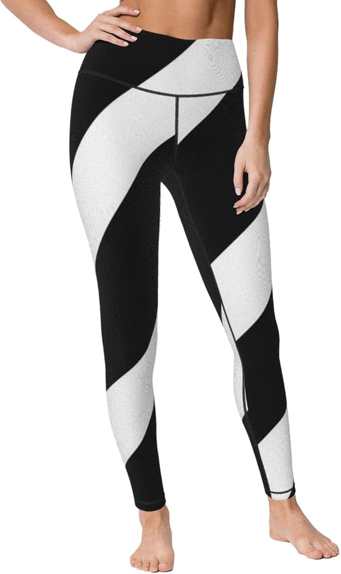 black and white striped yoga pants leggings